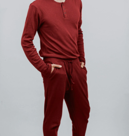 L'oved Baby Men's Thermal Pajama Set Crimson - Extra Small