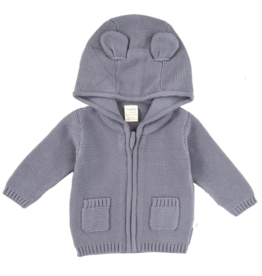 Tiny Twig Knitted Hoodie with Ears Dark Gray