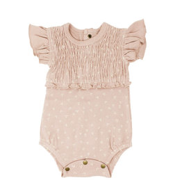 L'oved Baby Smocked Short Sleeve Body Suit Rosewater Dots
