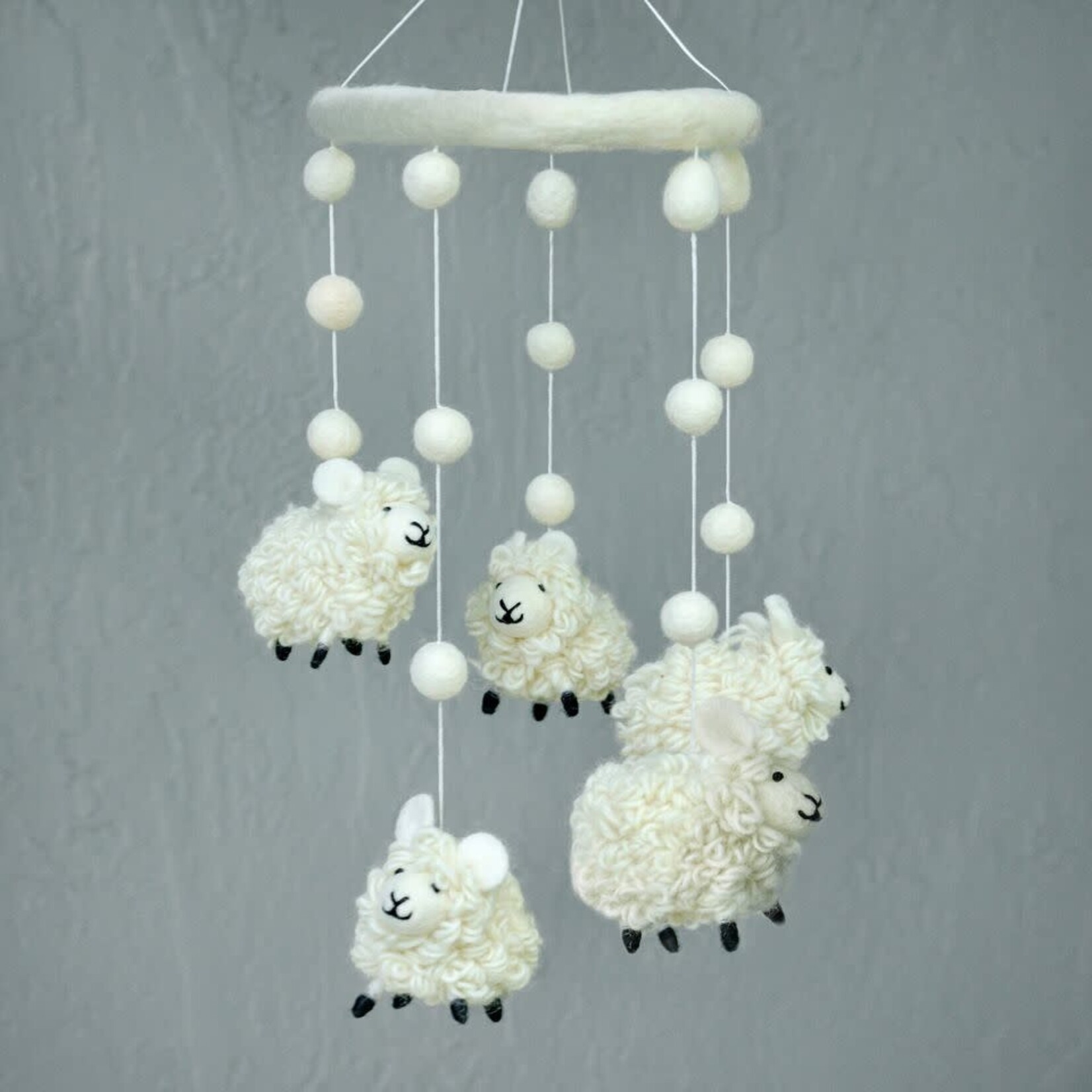 The Winding Road Wool Mobile - Sheep (White)