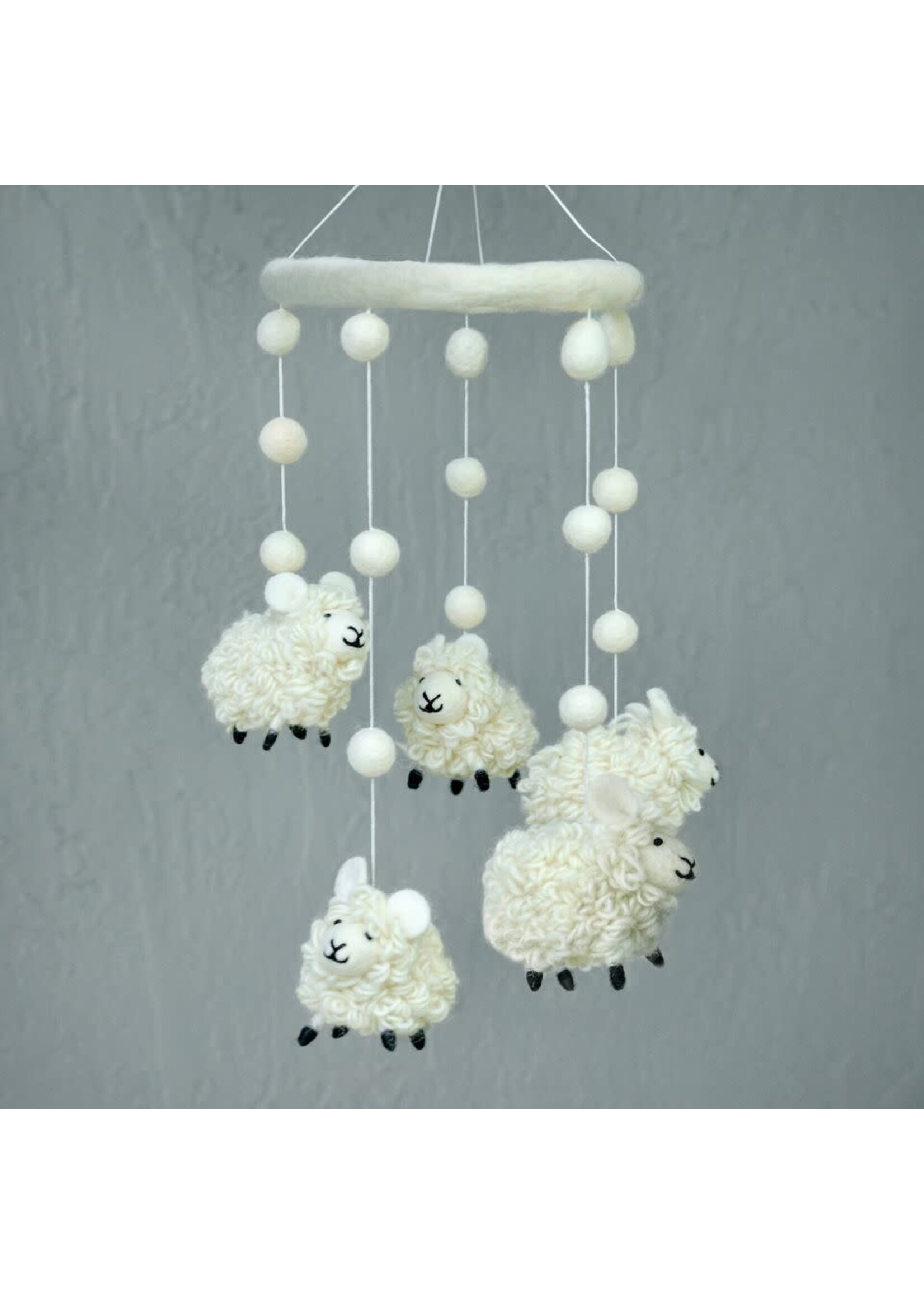 The Winding Road Wool Mobile - Sheep (White)