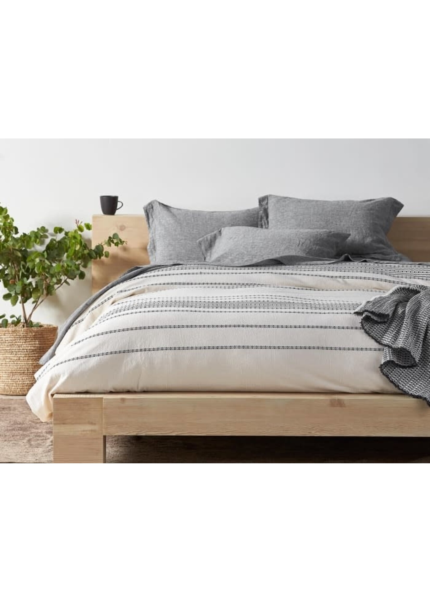 Rippled Stripe Duvet Cover Ivory with Black