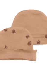 L'oved Baby Nutmeg Reversible Beanie with Pinecone Print