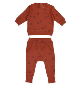 L'oved Baby Baby Cinnamon Sweatshirt & Jogger Set with Pinecone Print