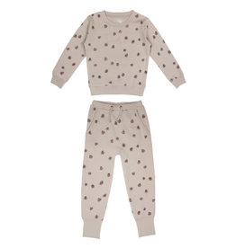 L'oved Baby Kids Oatmeal Sweatshirt & Jogger Set with Pinecone Print