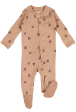L'oved Baby Nutmeg Zippered Footie with Pinecone Print