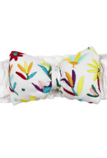 L'oved Baby Embroidered Bowtie Headband White Floral