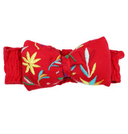 L'oved Baby Embroidered Bowtie Headband Chili Pepper Red Floral