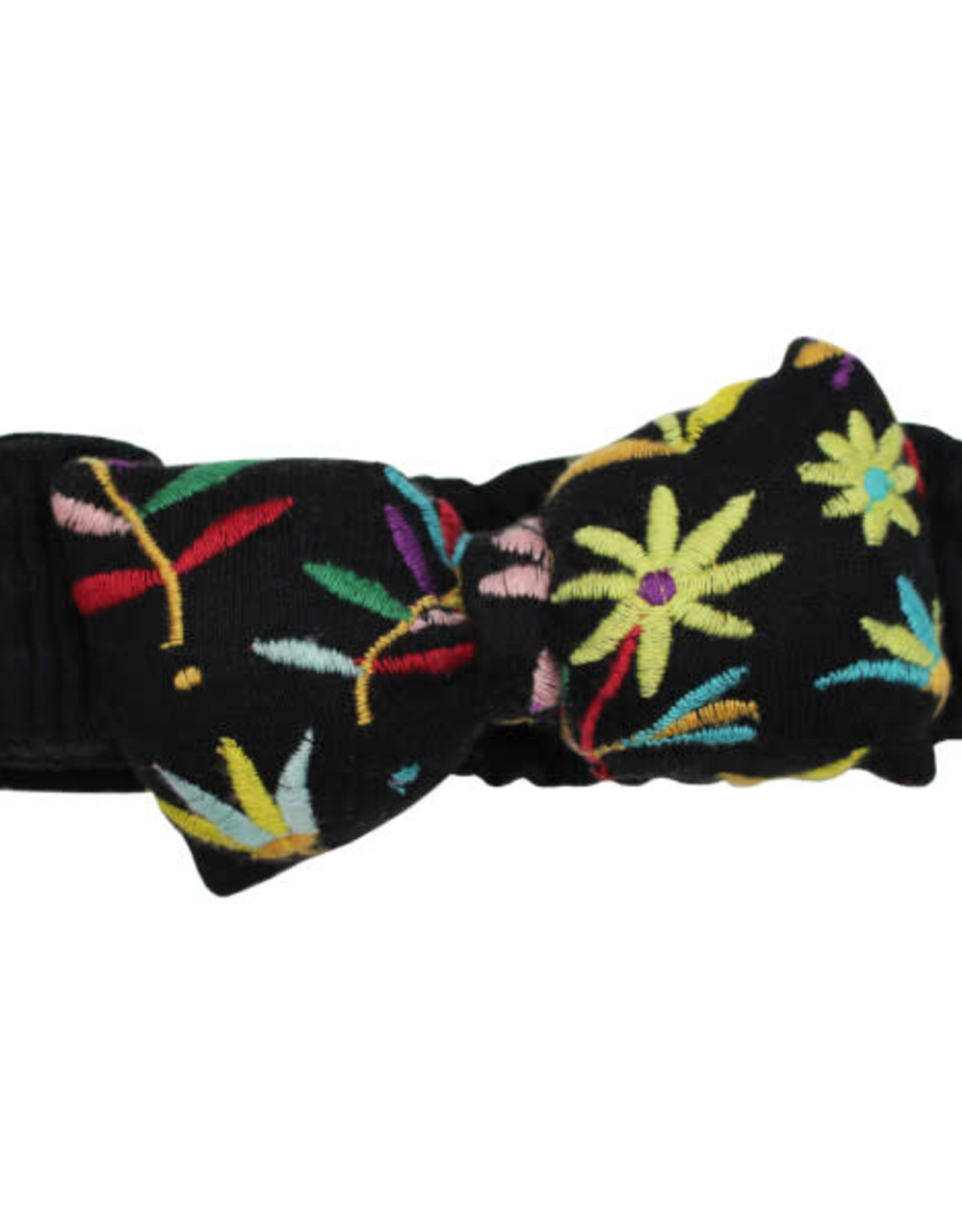 L'oved Baby Embroidered Bowtie Headband Black Floral
