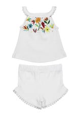 L'oved Baby Embroidered Tank & Tap Short Set White Floral