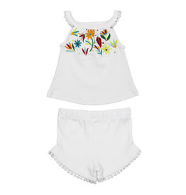 L'oved Baby Embroidered Tank & Tap Short Set White Floral