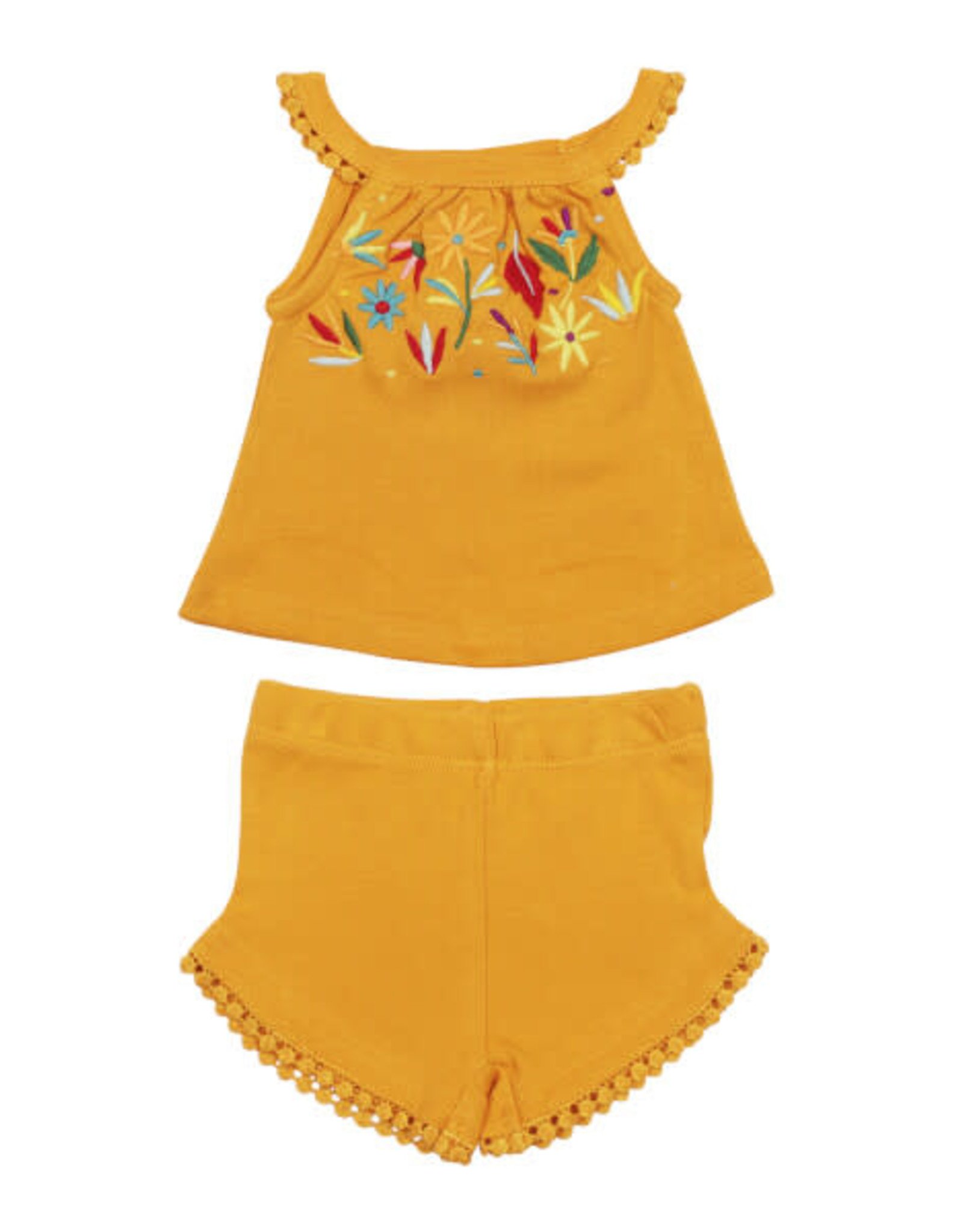 L'oved Baby Baby Embroidered Tank & Tap Short Set Tangerine Floral