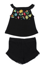 L'oved Baby Baby Embroidered Tank & Tap Short Set Black Floral