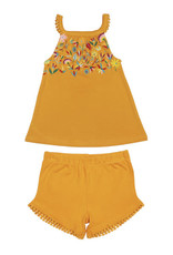 L'oved Baby Kids' Embroidered Tank & Tap Short Set Tangerine Floral
