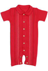 L'oved Baby Baby Embroidered Short Sleeve Romper Chili Pepper Red Dash