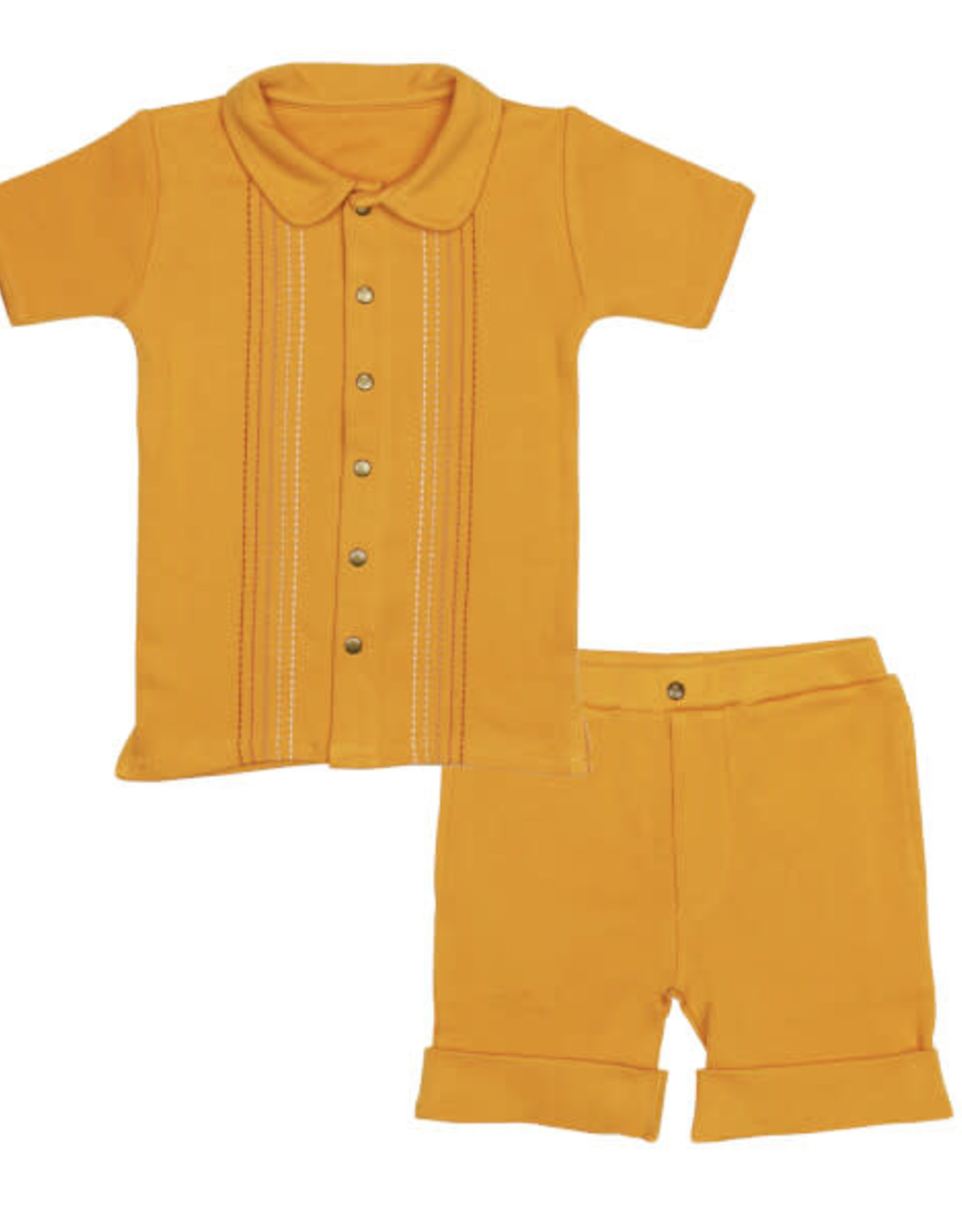 L'oved Baby Kids' Embroidered Shirt & Shorts Set Tangerine Dash