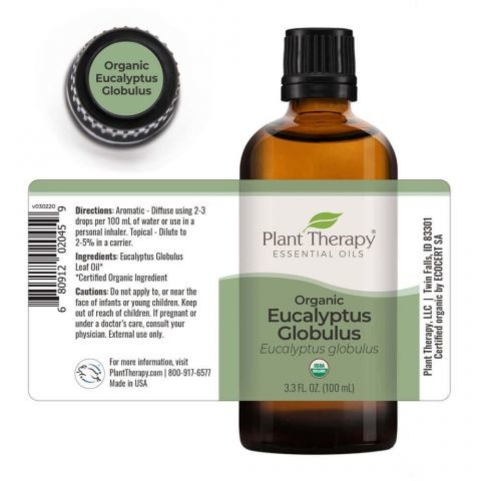 Plant Therapy Organic Eucalyptus Essential Oil 100ml