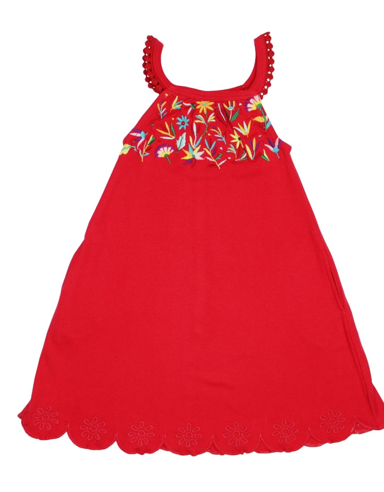 L'oved Baby Kids' Embroidered Twirl Dress Chili Pepper Red Floral