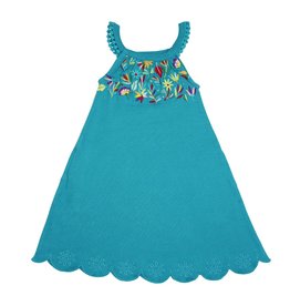 L'oved Baby Kids' Embroidered Twirl Dress Teal Floral