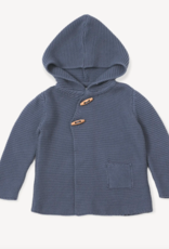 Viverano Hooded Knit Button Jacket - Dusty Blue