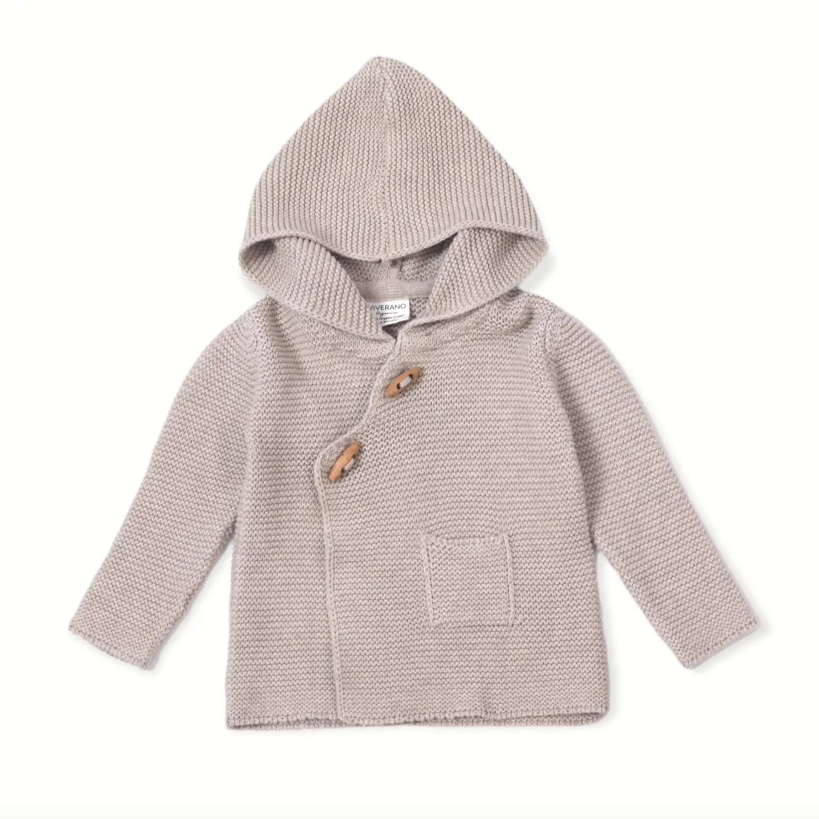 Viverano Hooded Knit Button Jacket - Oatmeal