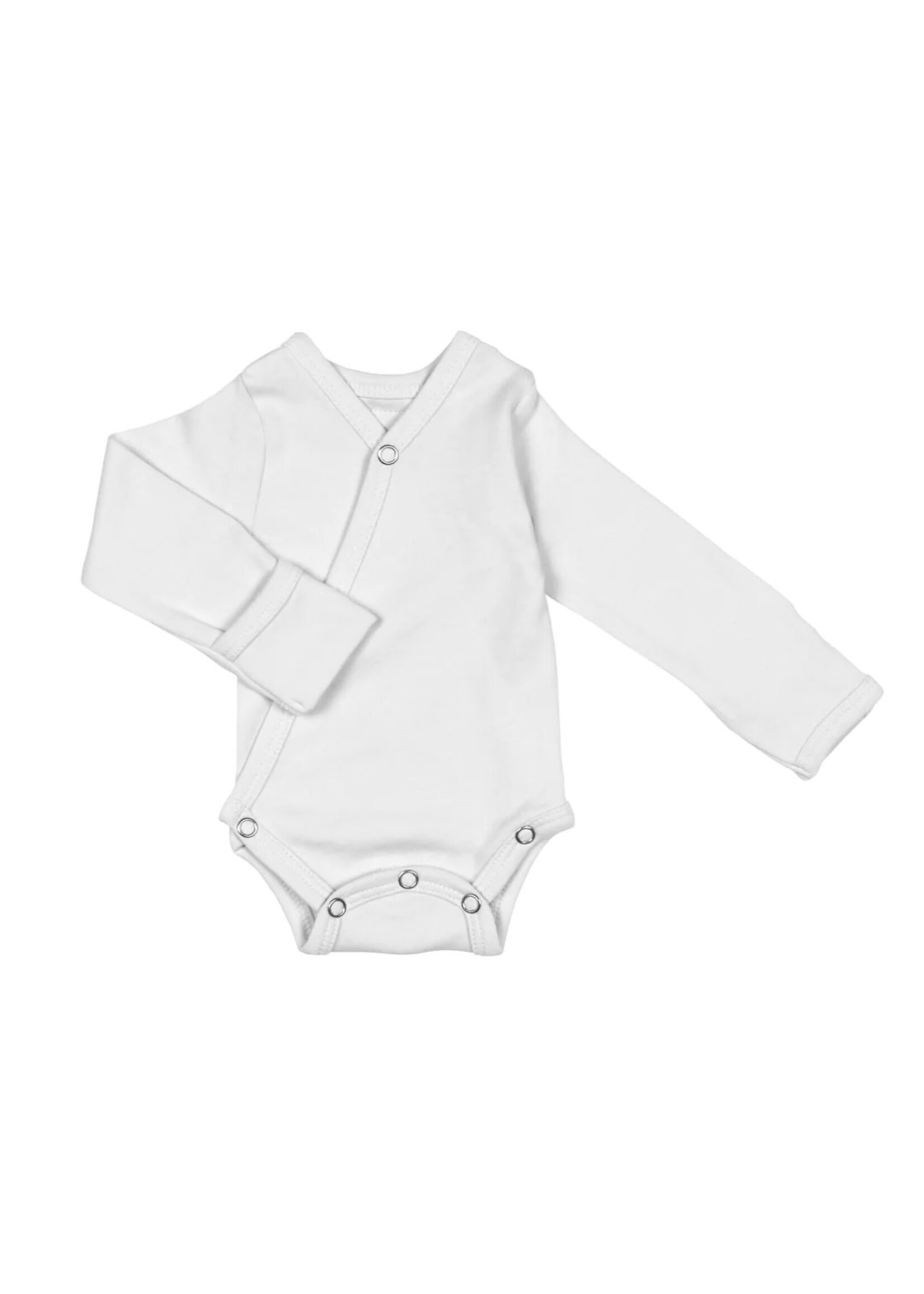 L'oved Baby Long Sleeve Kimono Bodysuit -White