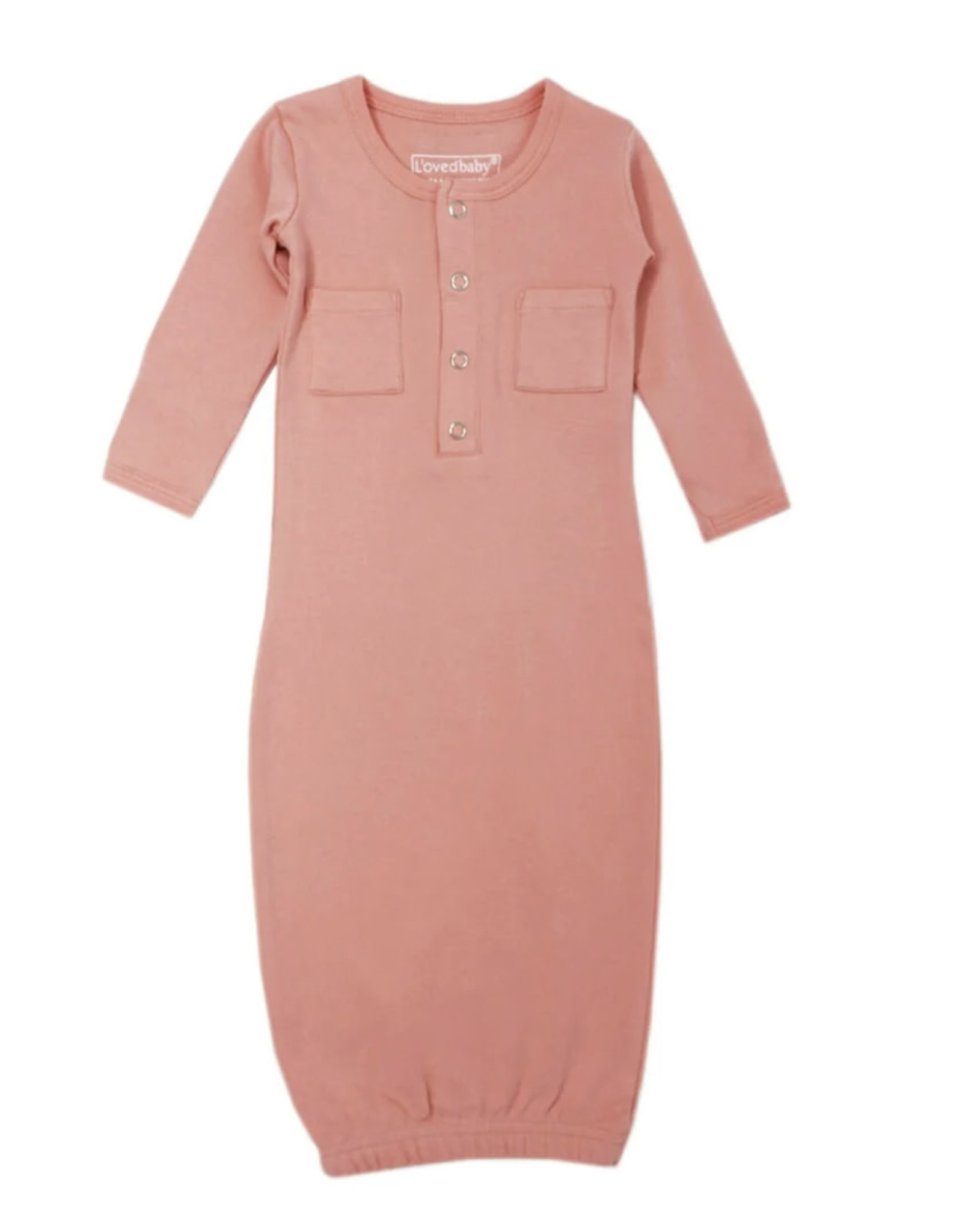 L'oved Baby Organic Cotton Baby Gown- Coral