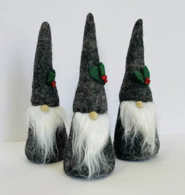 The Winding Road Gray Felt Gnome with Holly