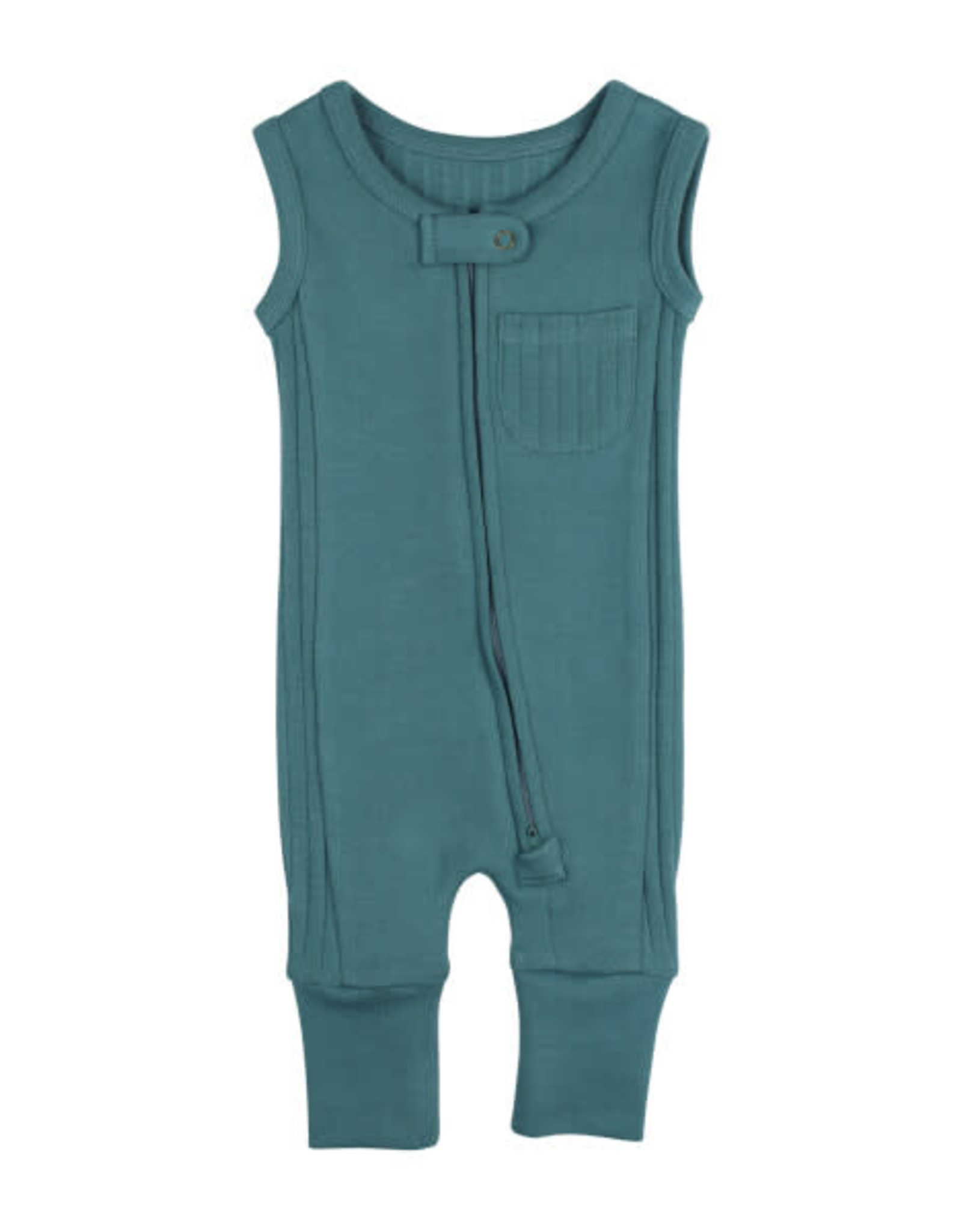 L'oved Baby Ribbed Sleeveless Zipped Romper - Oasis