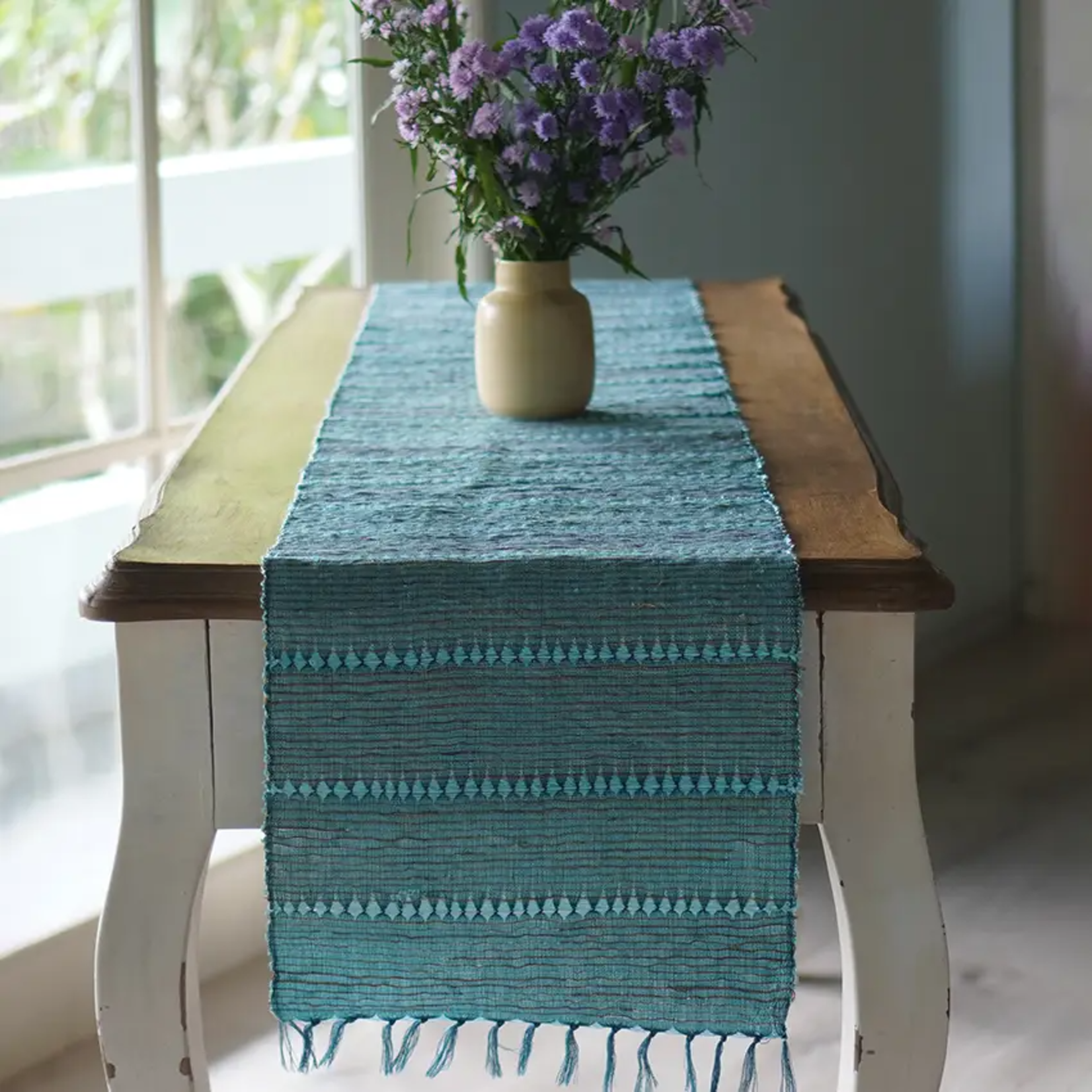 Vetiver Table Runner - Indigo Stripe