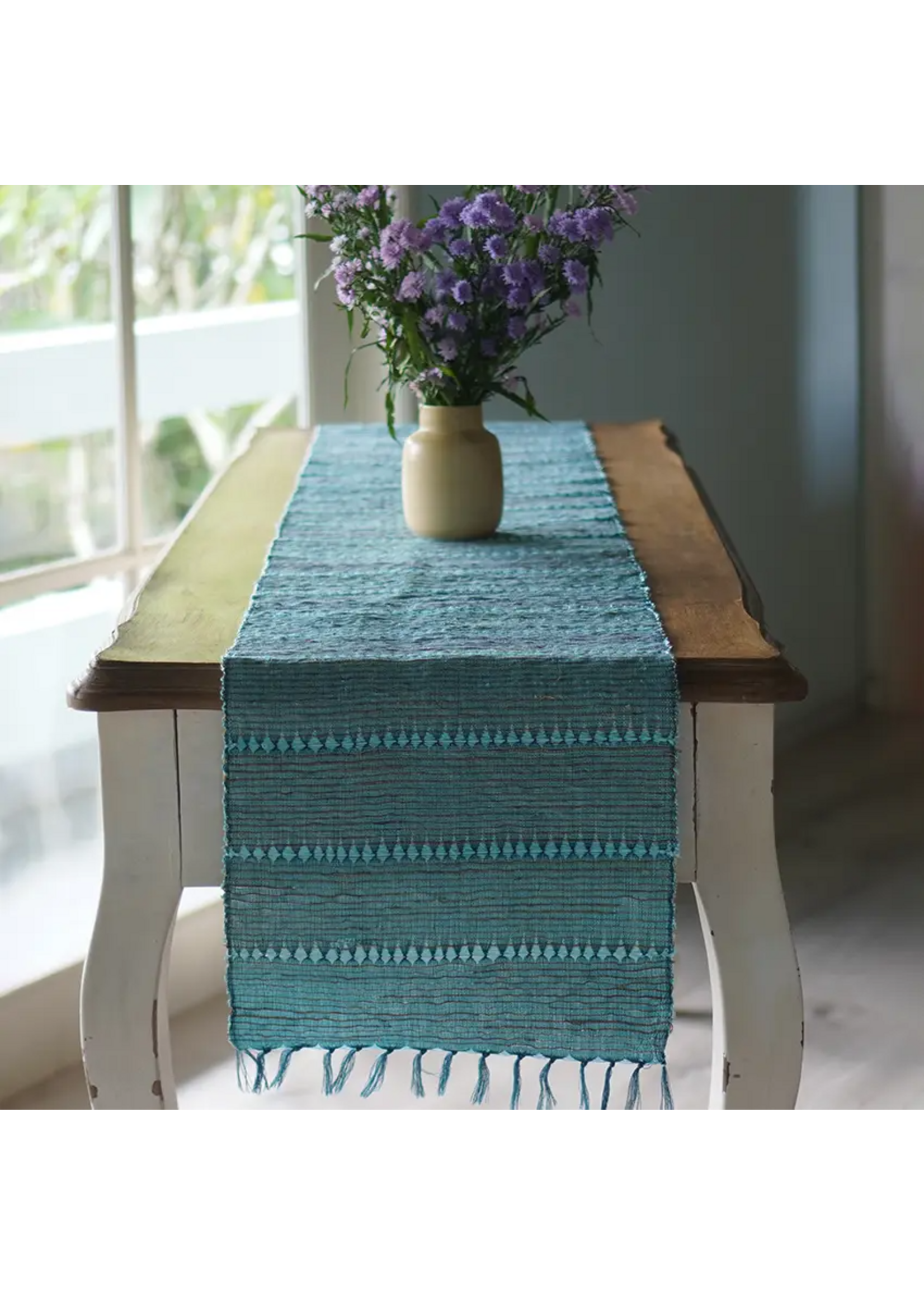 Vetiver Table Runner - Indigo Stripe