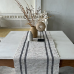 Vetiver Table  Runner - Seaside Indigo Stripe