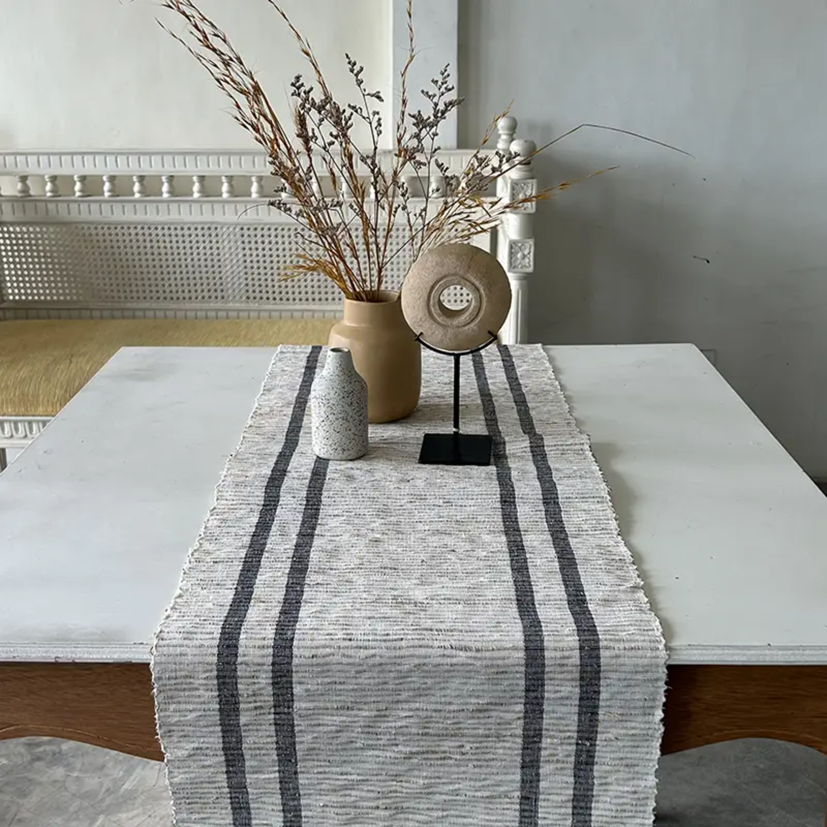 Vetiver Table Runner - Seaside Indigo Stripe