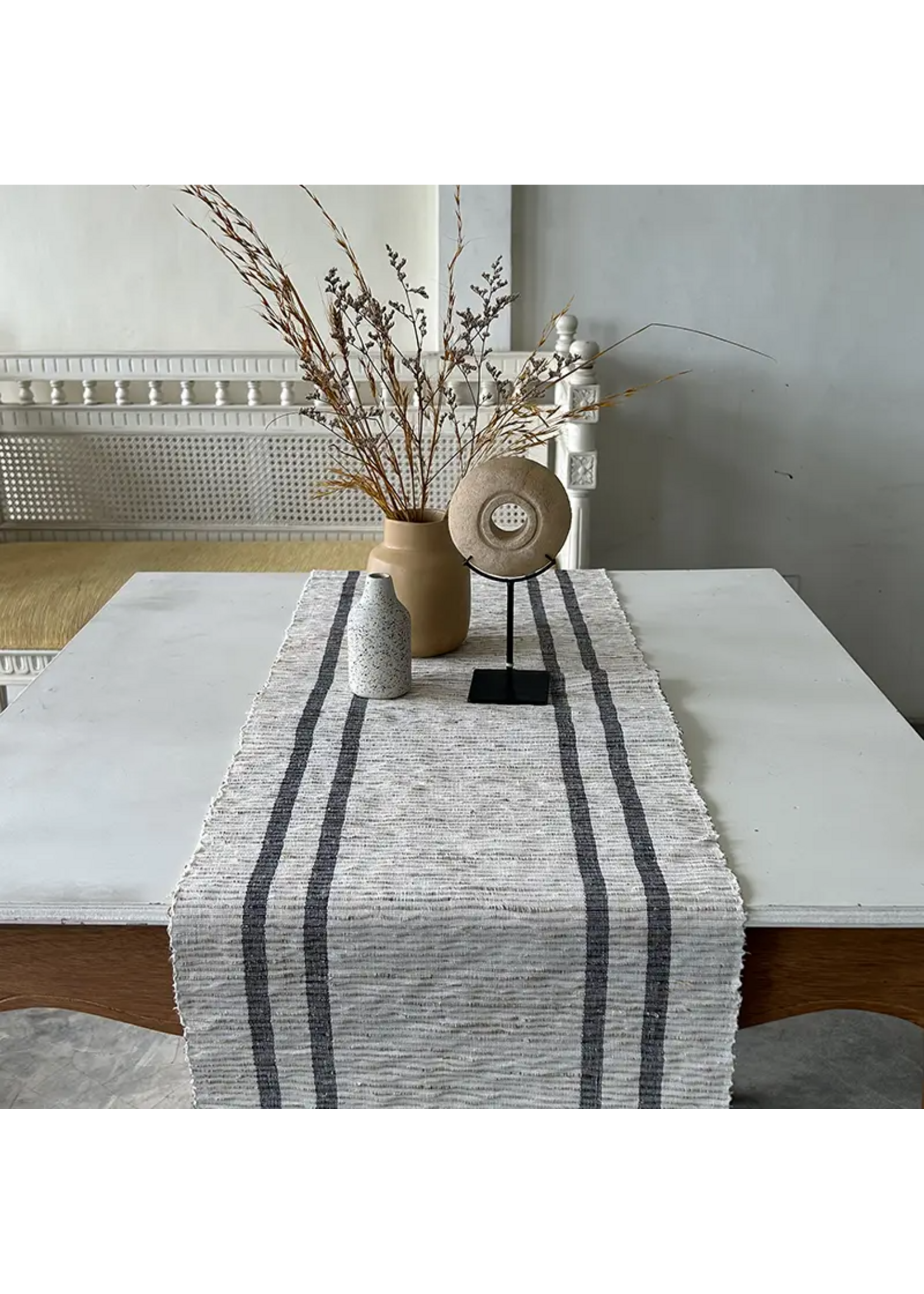 Vetiver Table Runner - Seaside Indigo Stripe