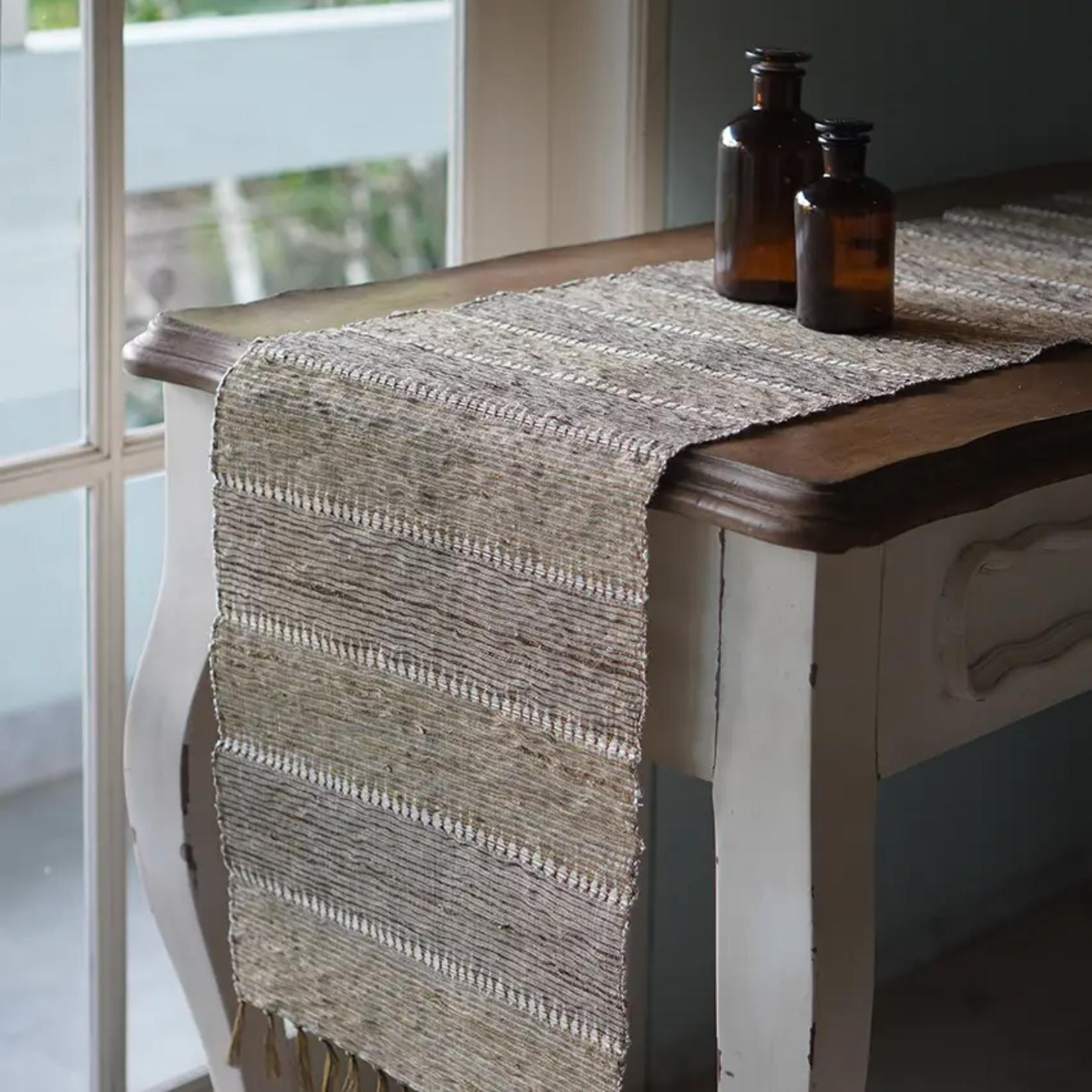 Vetiver Table Runner - Beige Stripe