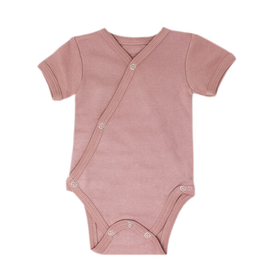 L'oved Baby Short Sleeve Kimono Bodysuit - Mauve Preemie/Newborn