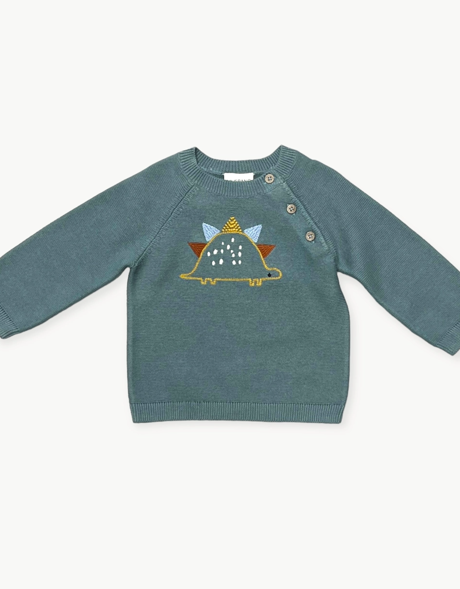 Viverano Dino Embroidered Button Pullover Sweater Knit - Teal Blue
