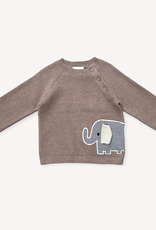 Viverano Elephant Embroidered Knit Pullover - Cafe Latte