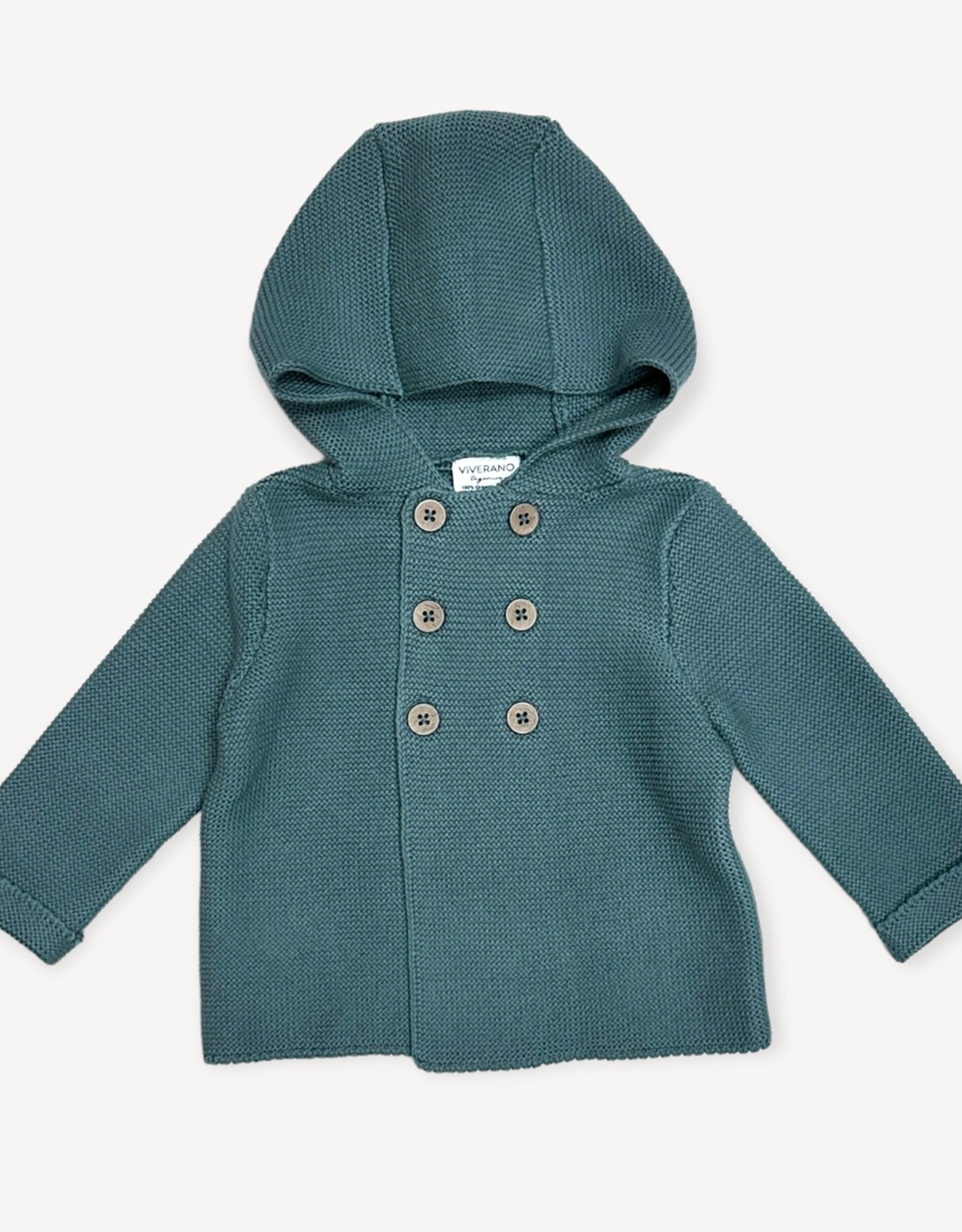 Viverano Hooded Double Button Coat Jacket - Teal Blue