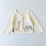Viverano Animal Safari Embroidered Baby Cardigan Sweater - Natural