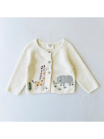 Viverano Animal Safari Embroidered Baby Cardigan Sweater - Natural