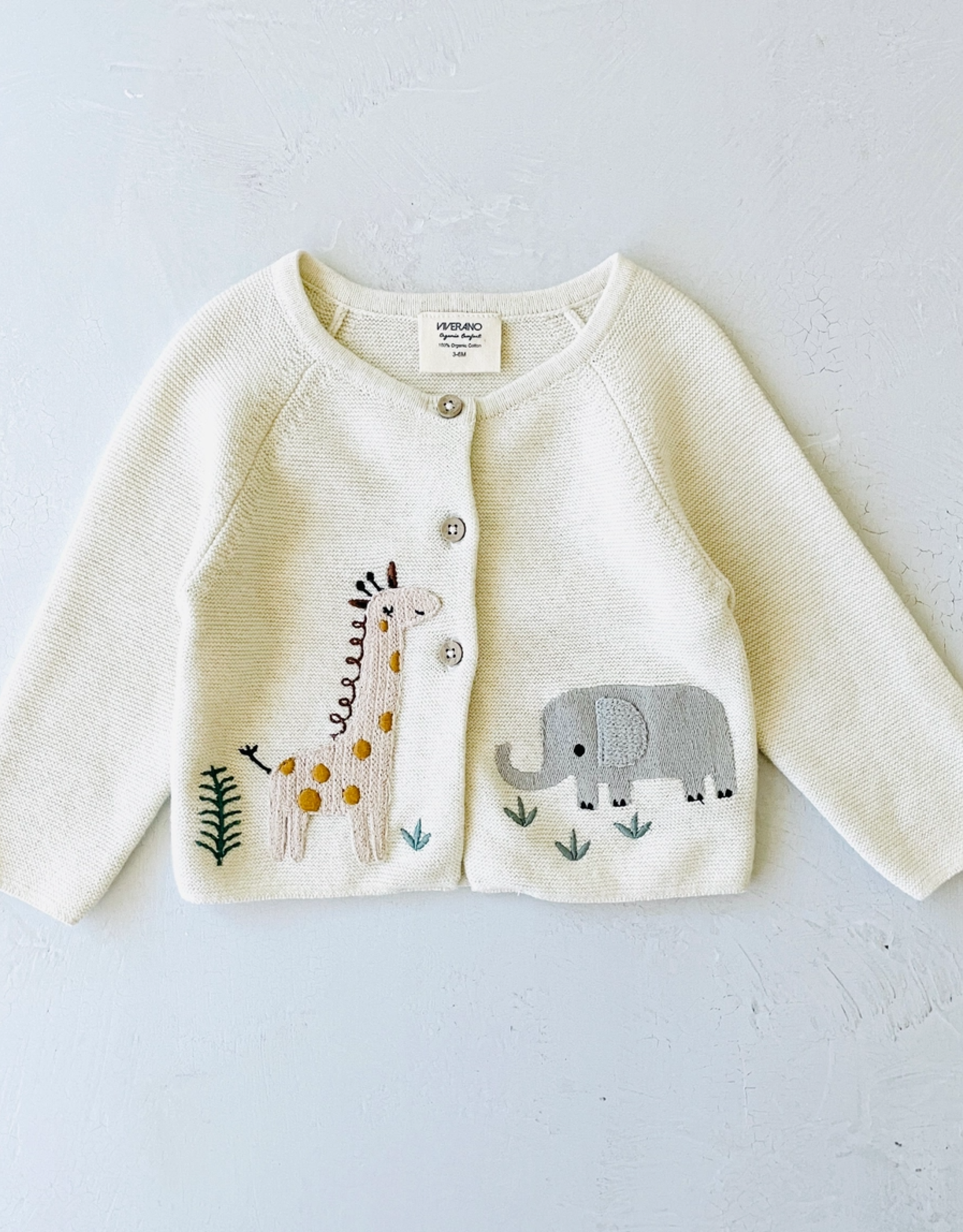 Viverano Animal Safari Embroidered Baby Cardigan Sweater