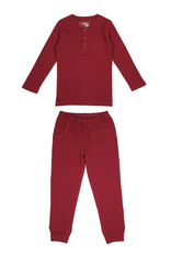 L'oved Baby Kids' Thermal Henley & Jogger Set Crimson