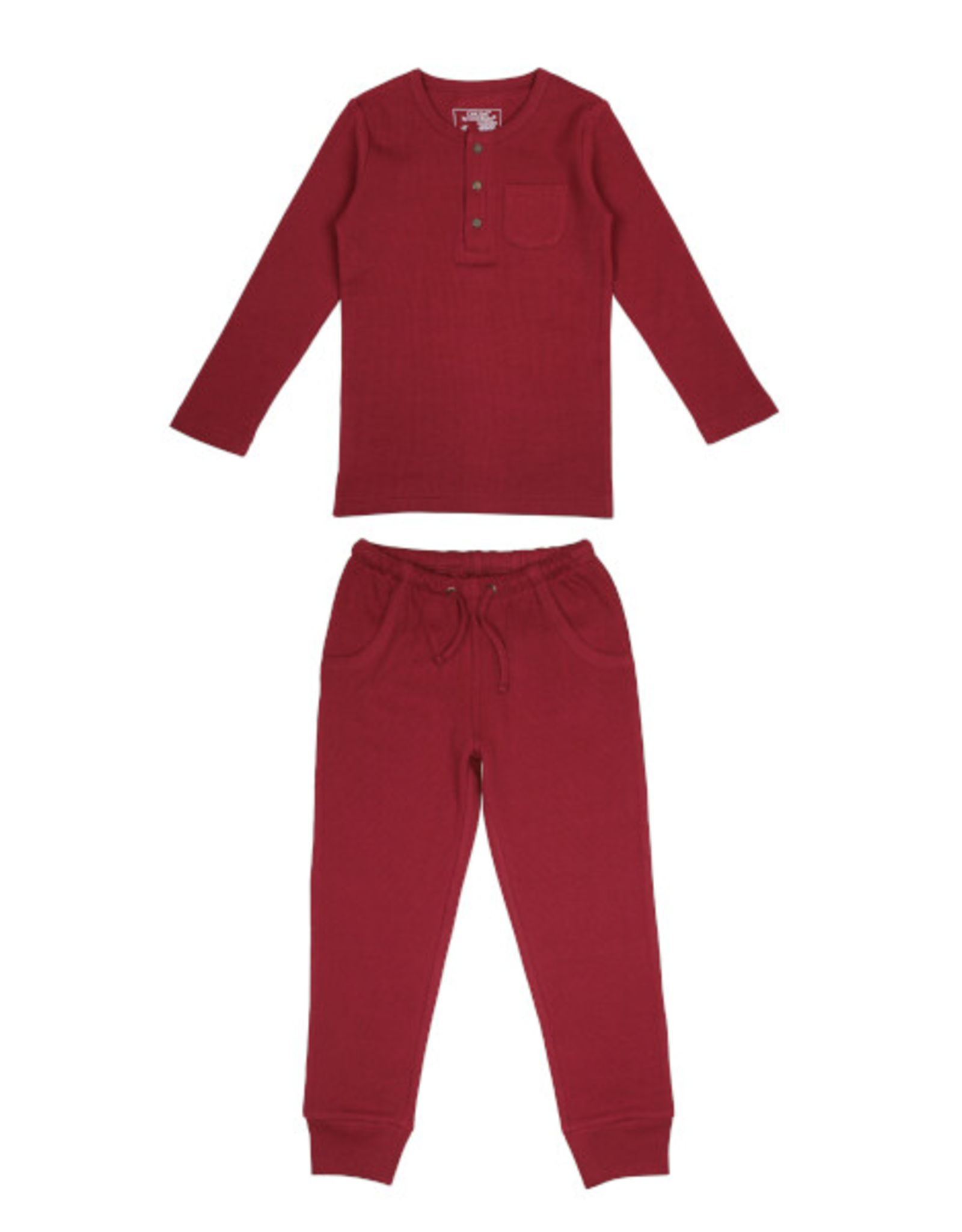 L'oved Baby Kids' Thermal Henley & Jogger Set Crimson
