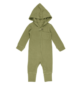 L'oved Baby Thermal Hooded Zipper Romper Sage - 18-24m