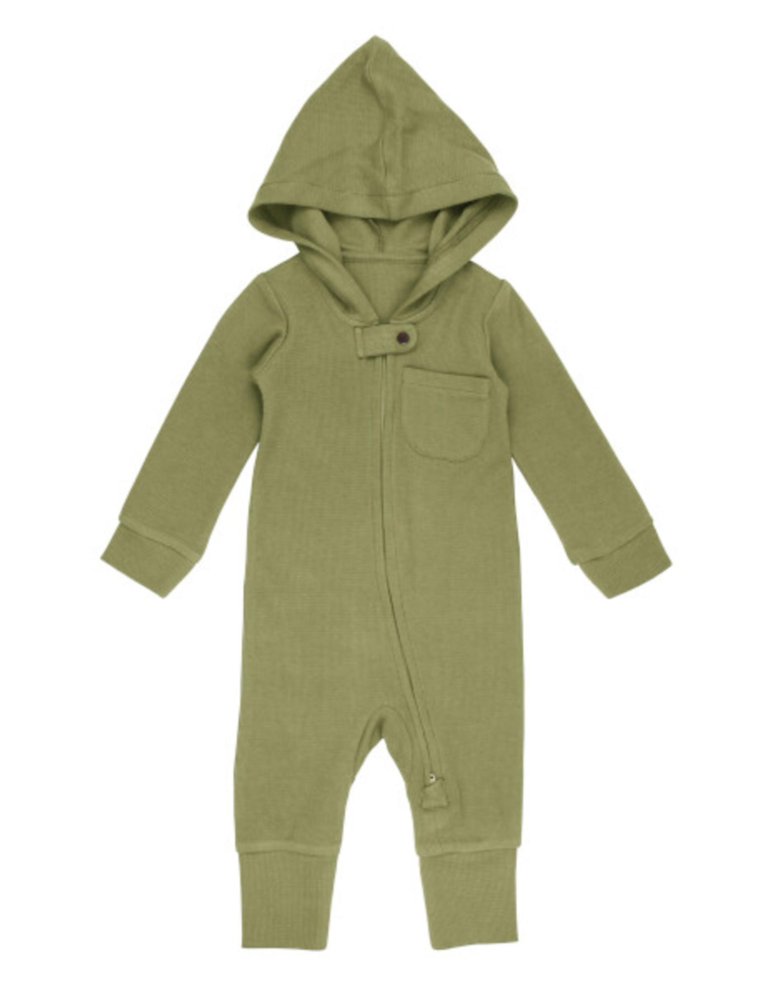 L'oved Baby Thermal Hooded Zipper Romper Sage