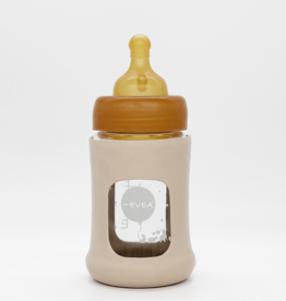 Hevea Wide Neck Baby Glass Bottle with Sleeve 150ML/5OZ Sand