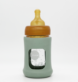 Hevea Wide Neck Baby Glass Bottle with Sleeve 150ML/5OZ Seafoam