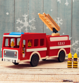 Mr. Ellie Pooh Wooden Fire Truck with Firefighters