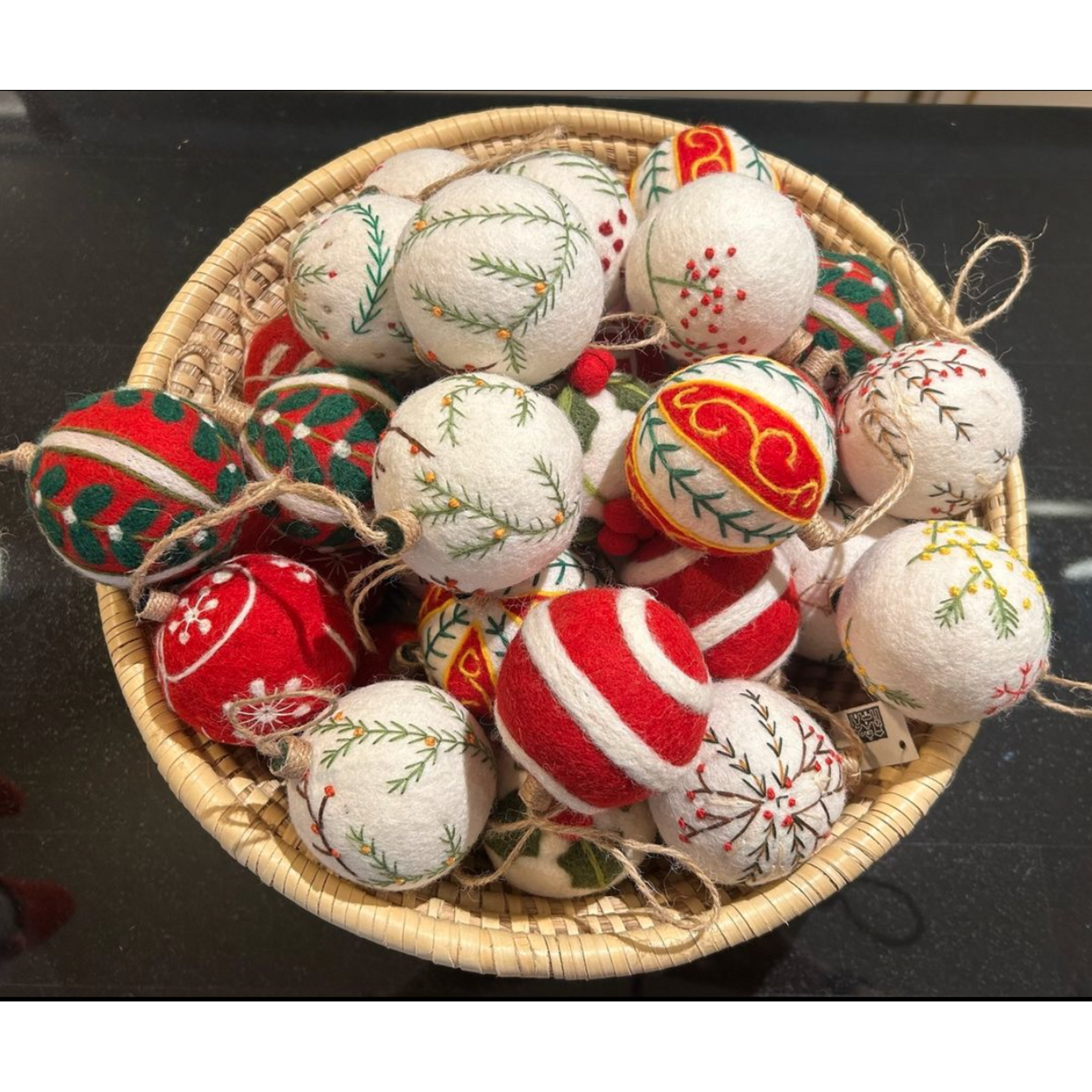 The Winding Road Felt Christmas Ball Ornament - Hand Embroidered